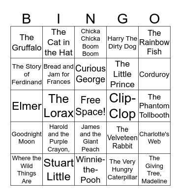 Children's Books Bingo Card