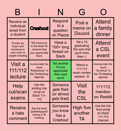 TA Bingo Card