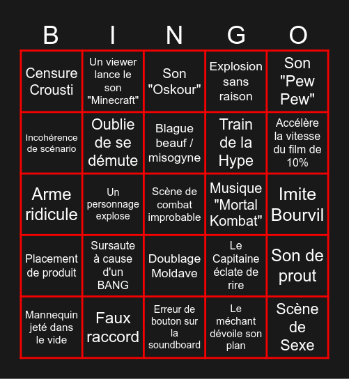 Bingo du Nanar Bingo Card