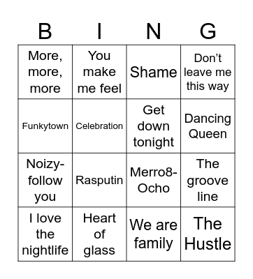 Disco bingo Card