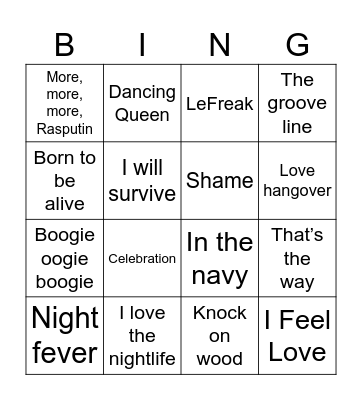 Disco bingo Card