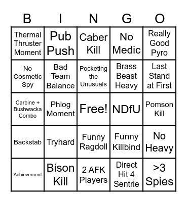 TF2 Bingo Card