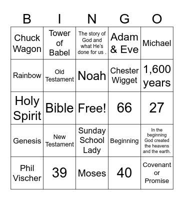 Bible Day Bingo Card