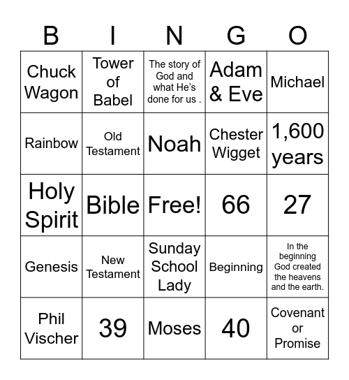Bible Day Bingo Card