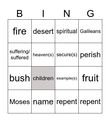 3rd Sunday of Lent year C Bingo Card