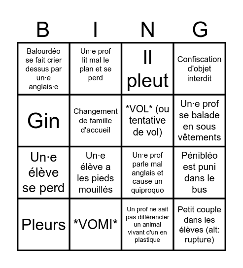 Bingo du Querpon Bingo Card