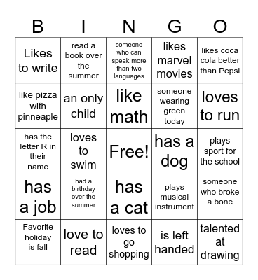 Someone who Bingo Card