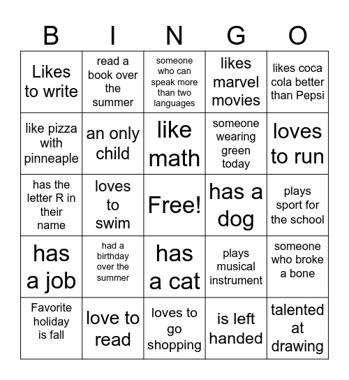Someone who Bingo Card