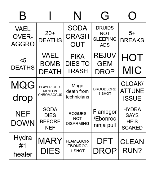 BWL HC Bingo Card