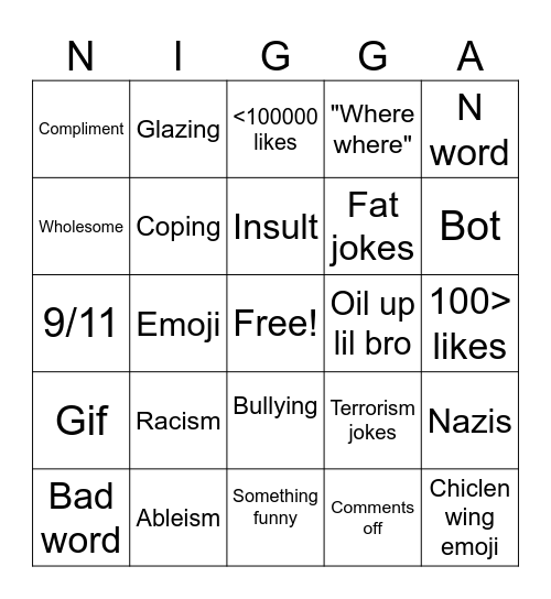 Ig comments Bingo Card