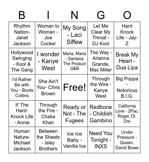 Samples Two Bingo Card