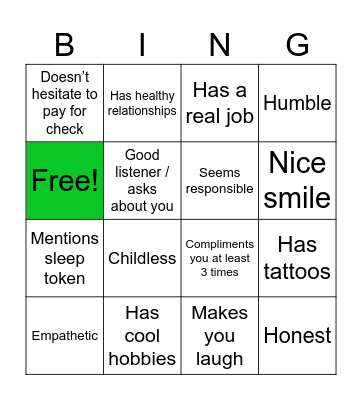 Keanas Date Bingo Card