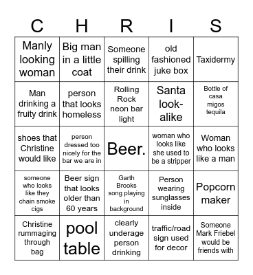 60th Birthday Bar Bingo Card
