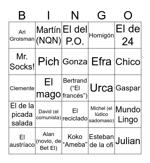 Chongo Bingo Card