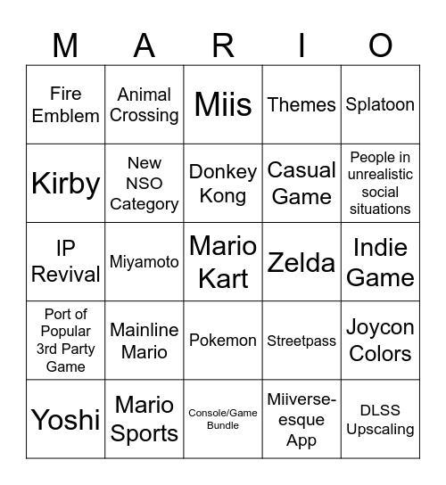 Switch 2 Reveal Bingo Card