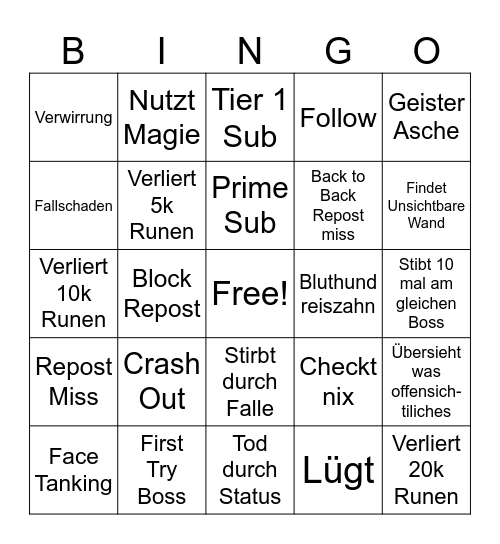 Elden Ring Bingo Card