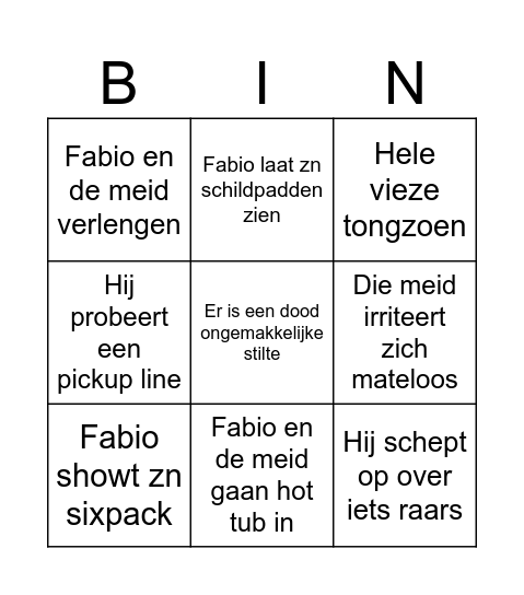fabio bingo Card