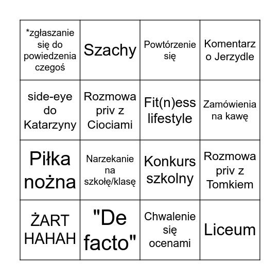 Wiktoroski Bingoski Bingo Card