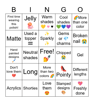 My nails today! Bingo Card