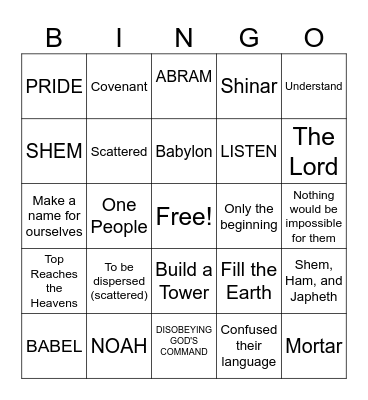 TOWER OF BABEL Bingo Card