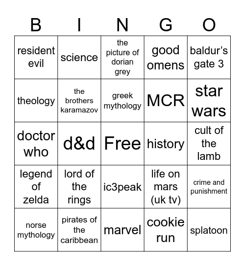 sam interest bingo Card
