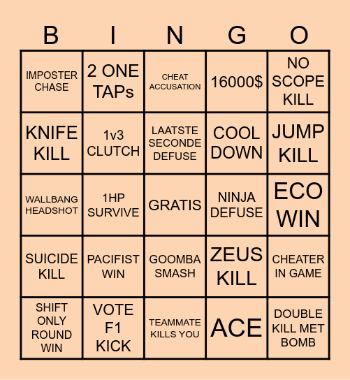 COUNTER STRIKE Bingo Card