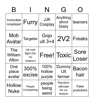 Jump showdown Bingo Card