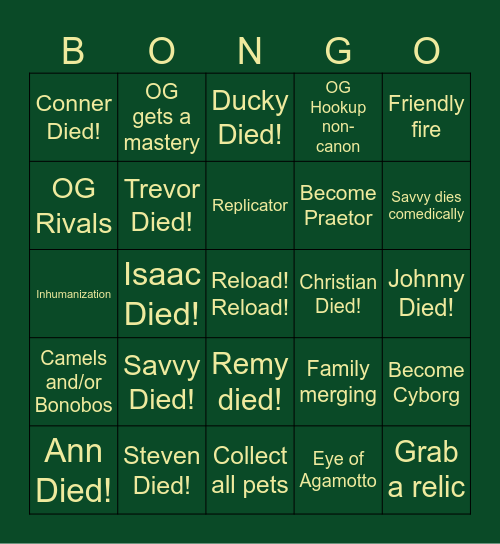 CVIP Anomaly Bingo Card