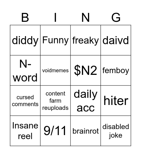 ig reels bingo Card