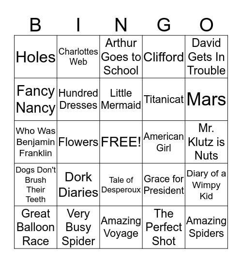 Favorite Books Bingo Card