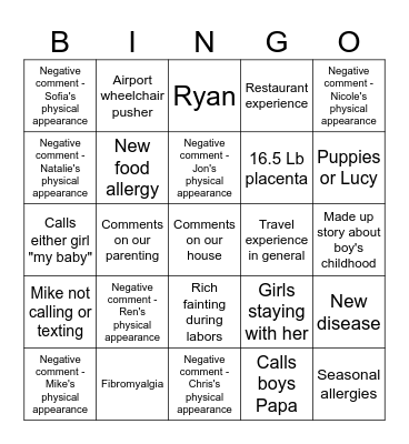 Mimi Visit Bingo Card