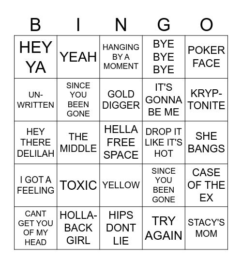 FRIENDSGIVING POP 2000'S Bingo Card