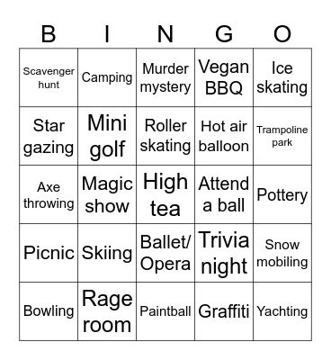 2025 Things To Do Bingo Card