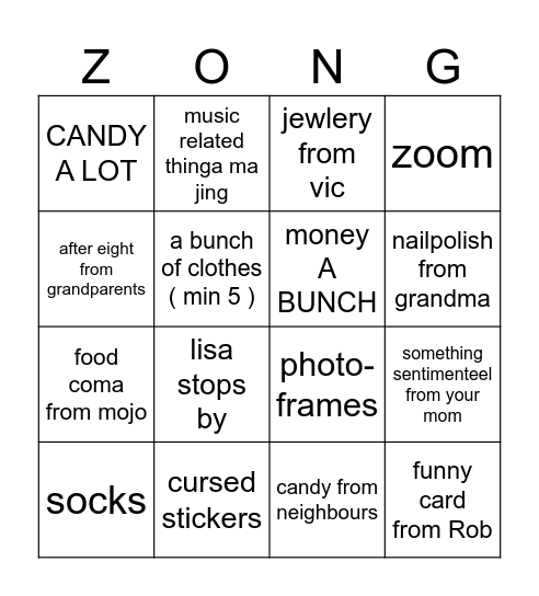 WHAT WILL HAPPEN ZOë BIRTHDAY 2025 Bingo Card