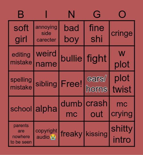 gacha life Bingo Card