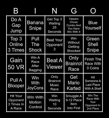 Mario Kart 8 Deluxe Bingo Card