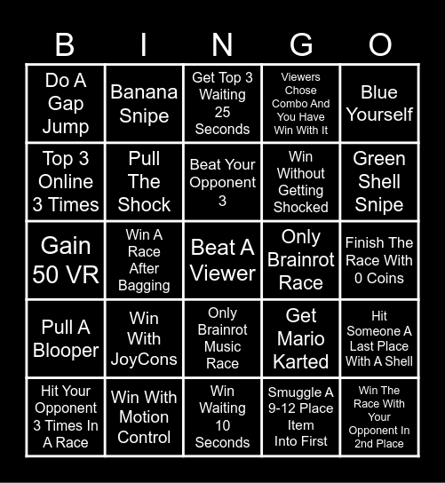 Mario Kart 8 Deluxe Bingo Card