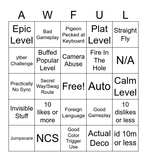 GD Random Tab Bingo Card