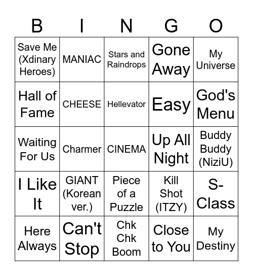 Seungmin's CINEMA BINGO Card
