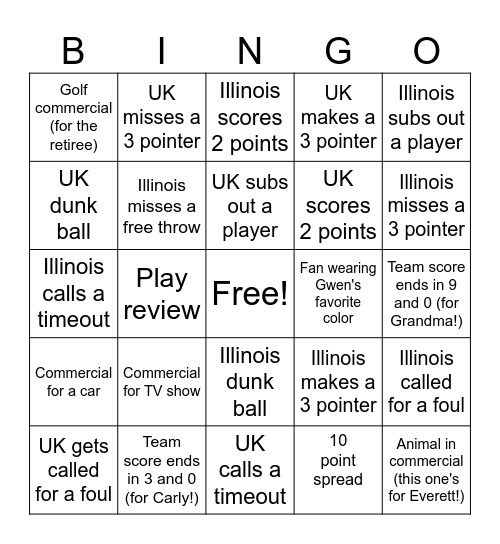 March Madness! Bingo Card