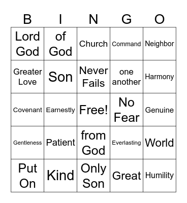 God Is Love!!!!! Bingo Card