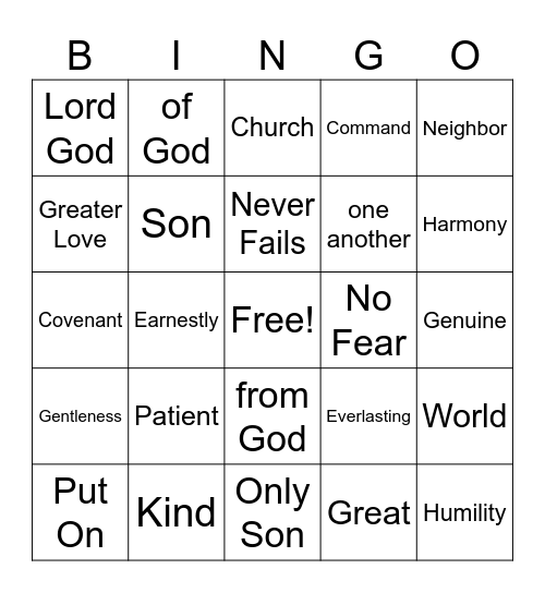 God Is Love!!!!! Bingo Card