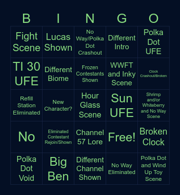 ITS TIME FOR THE 8:00 Bingo Card