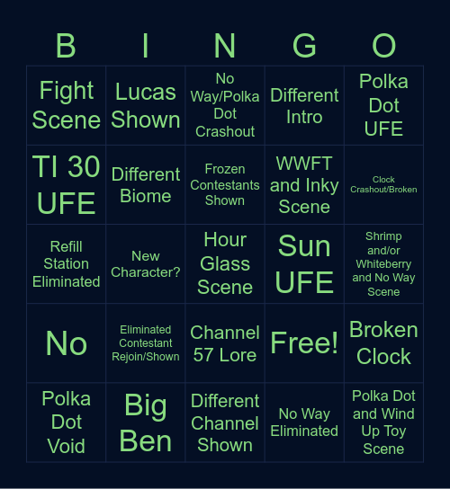 ITS TIME FOR THE 8:00 Bingo Card