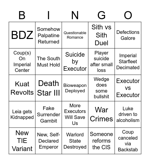 AoD Bingo Card