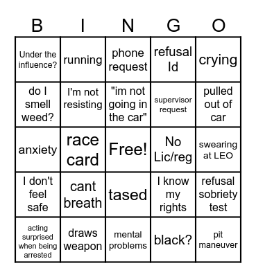police cam videos Bingo Card
