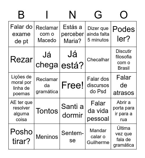 Belingo Bingo Card