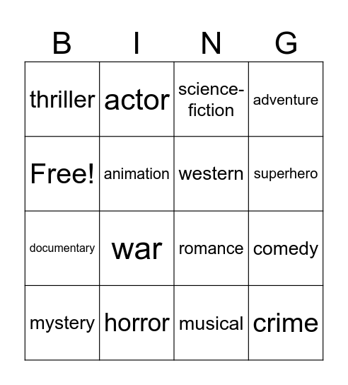 MOVIES Bingo Card