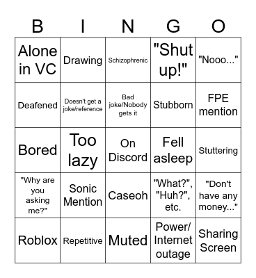 Axyl Bingo Card