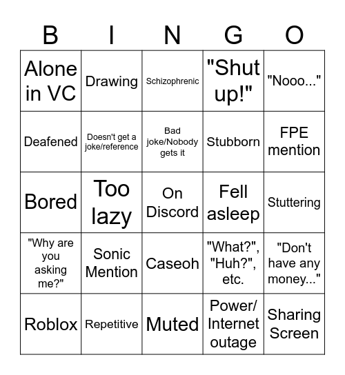 Axyl Bingo Card